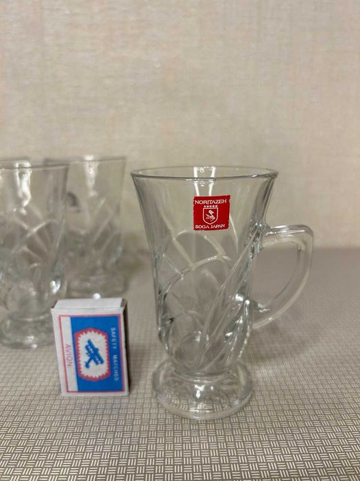 Шесть кружек Noritazeh Soga Japan | Кружки стекло с тиснением Япония
