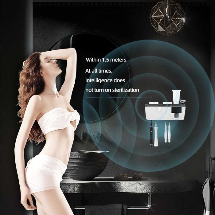 Suport periute si pasta de dinti cu functie de sterilizare