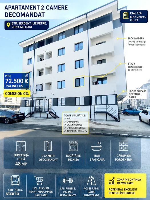 Apartament 2 camere, modern, cu lift, Chiajna, comision 0