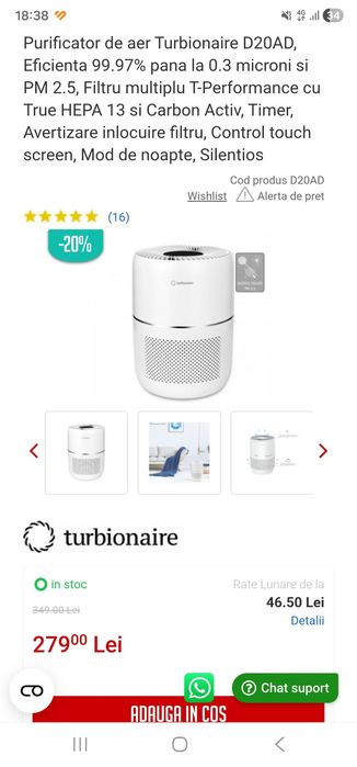 Purificator aer turbionaire D20AD.