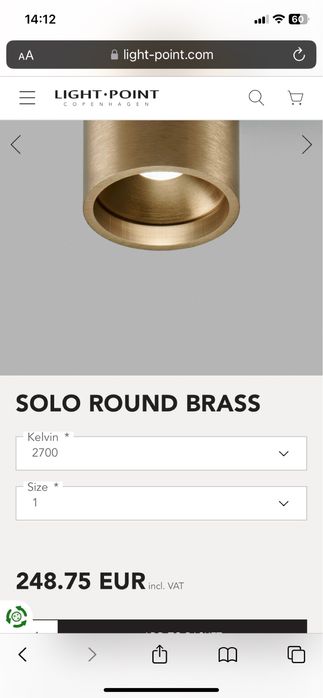 Light Point Solo 1 Bronzed Brass IP54 6W LED 2700k
