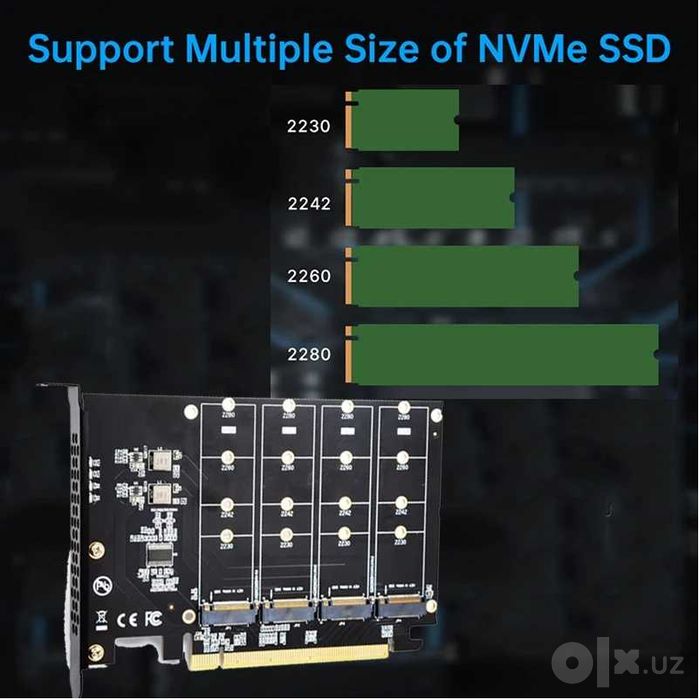 Адаптер SSD-M2х4/PCI-E4.0 X16 для NVMe SSD х4