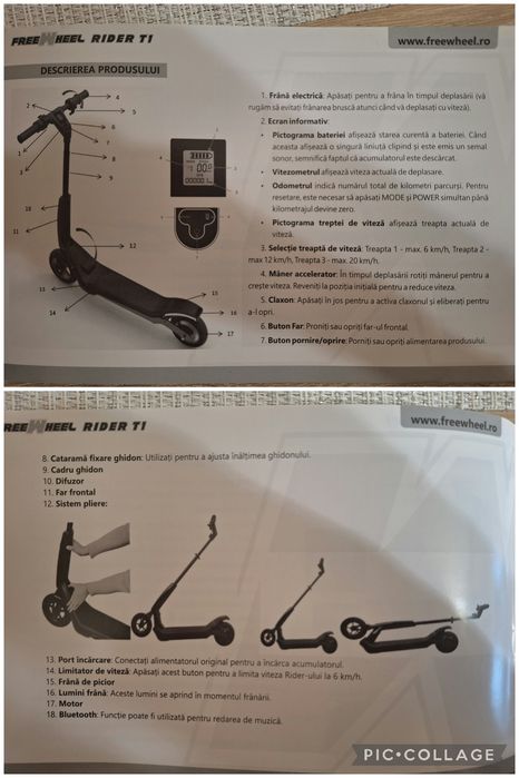 Trotinetă electrică FreeWheel Rider T1