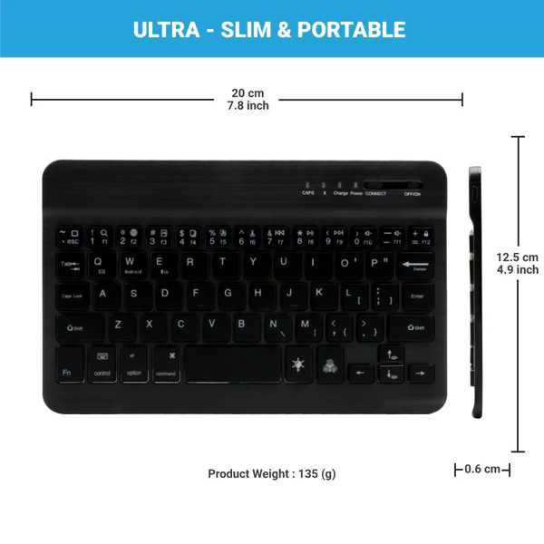 Универсална мини Bluetooth клавиатура с 7 цвята подсветка  TECPHILE