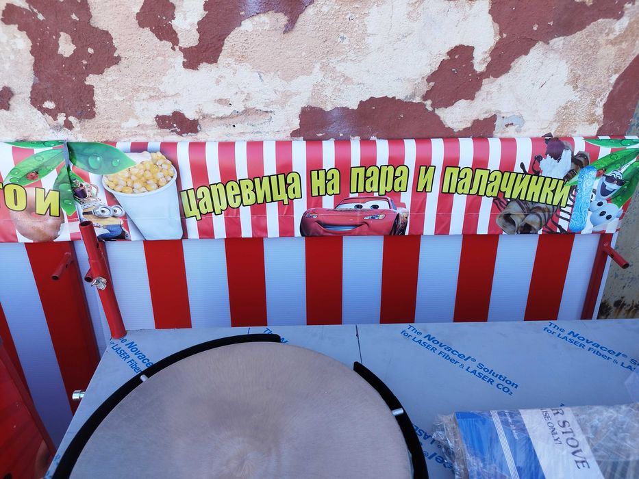 количка за царевица на пара,скара,пуканки,захарен памук
