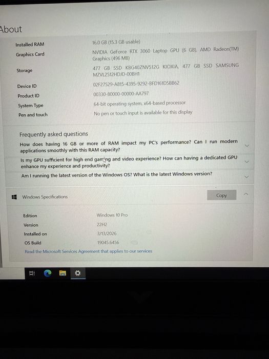 Laptop gaming HP Victus 16 e0077nq 1TB AMD Ryzen 7 5800H , 16GB,RTX 3060 6GB, Mica Silver NOU