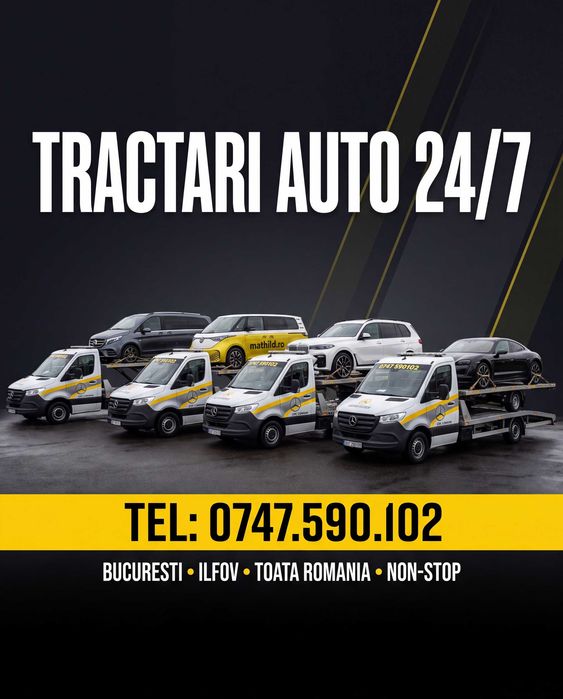 Tractări Auto NON-STOP 24/7 București Ilfov & România | Platformă Auto