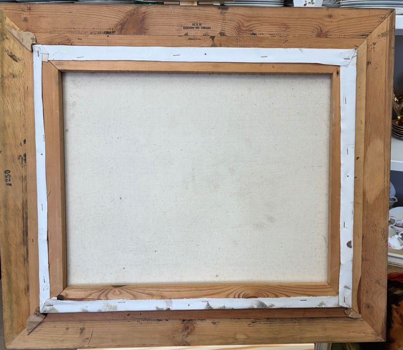 Ръчно рисувана картина на платно в масивна рамка