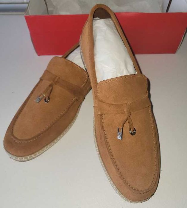 Pantofi mocasini loafers barbati piele caprioara maro 44 29cm interior noi
