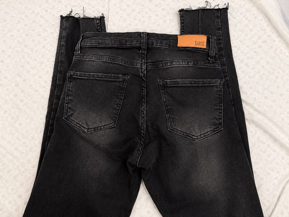 Blugi negri KAROL damă 34/XS, talie înaltă, slim/skinny