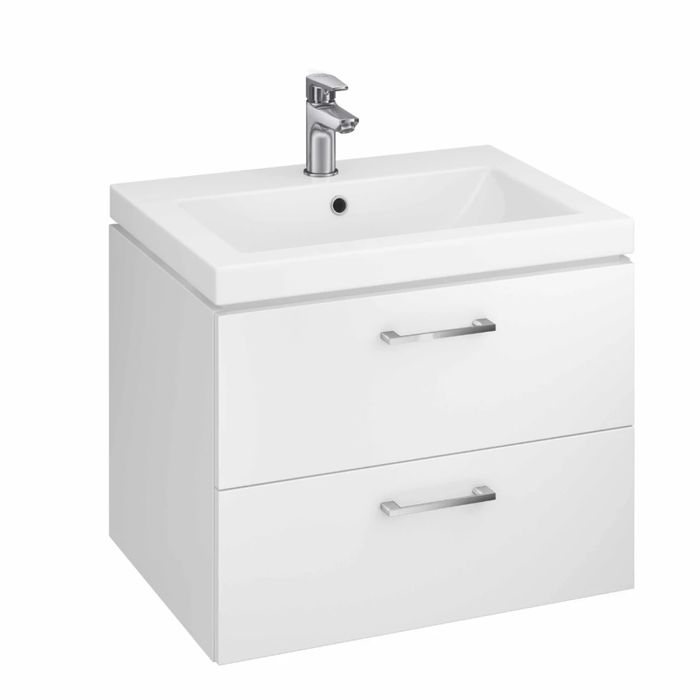 Masca baie +lavoar+baterie+ oglinda, Cersanit, cu sertare, alb, 60 x 45 x 49.5 cm