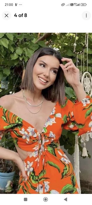 Rochie Portocalie Zara Cu Spatele Gol Mărimea 34 XS