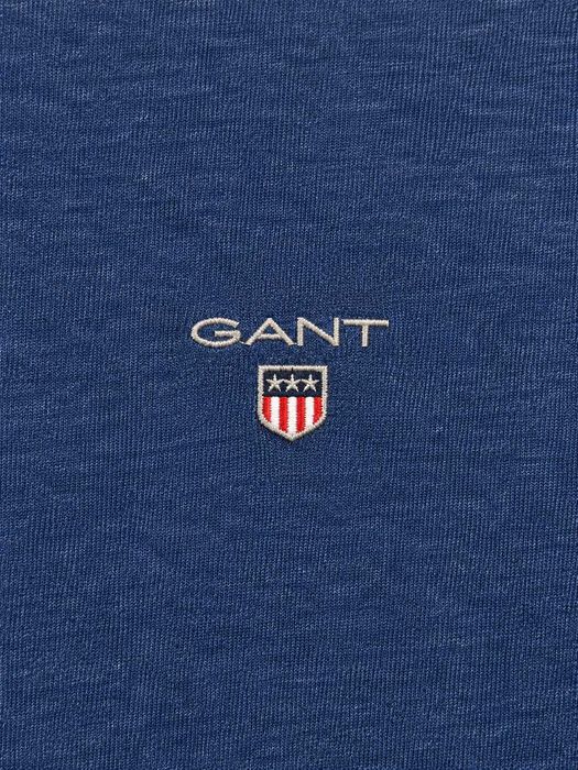 Tricou GANT bărbați, Mărimea M, bumbac, albastru, logo brodat pe piept, mânecă scurtă