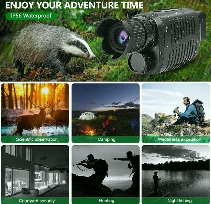 Спортен Водоустойчив Монокуляр Нощно Виждане 2.5K FULL HD Камера Запис