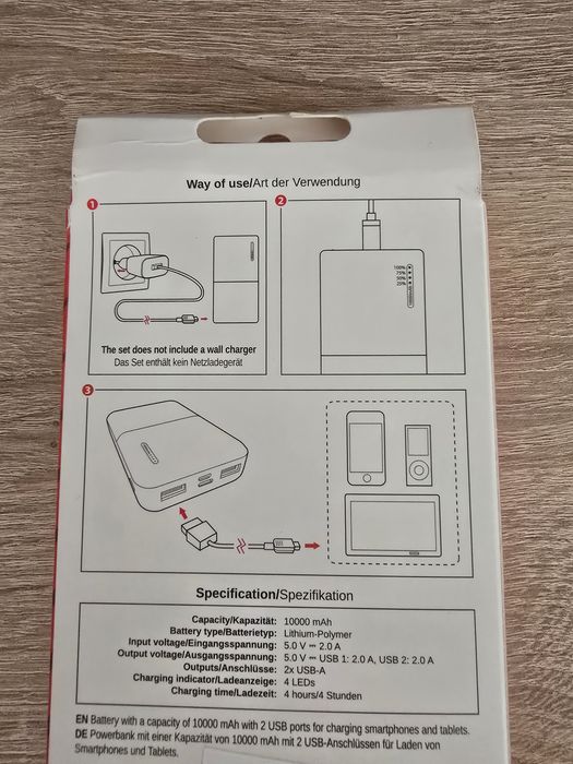 Baterie externa powerbank 10000mAh 2 porturi usb nou sigilat