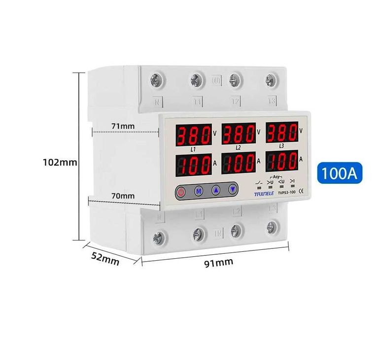 Трифазно реле за контрол на напрежение и ток до 100А, До 300V,20204171