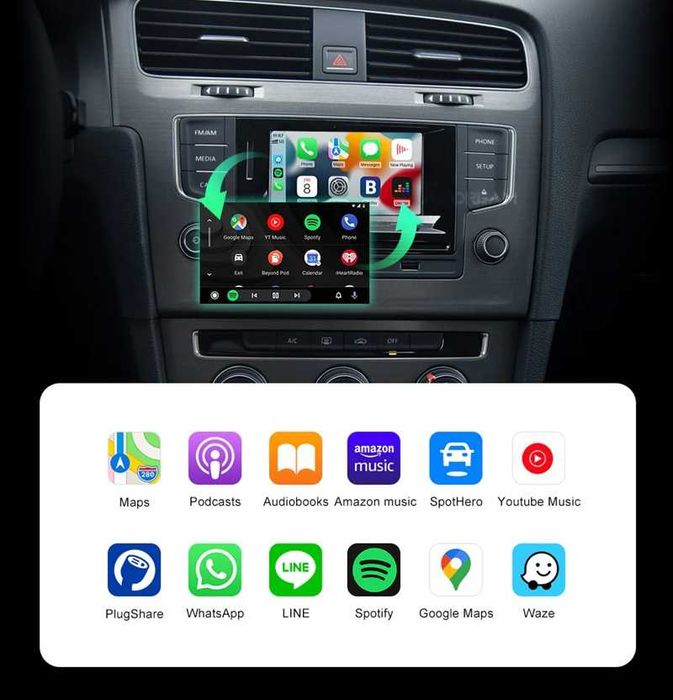 MMI BOX VW SEAT SKODA MIB1 MIB2 14-20г безжичен Carplay Android Auto