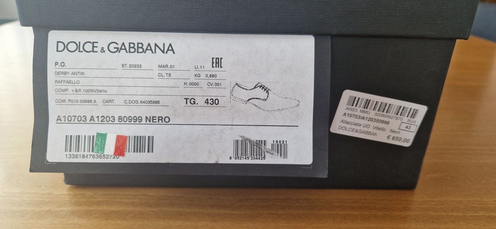 DOLCE & GABBANA мъжки официални обувки – черни, р-р 43