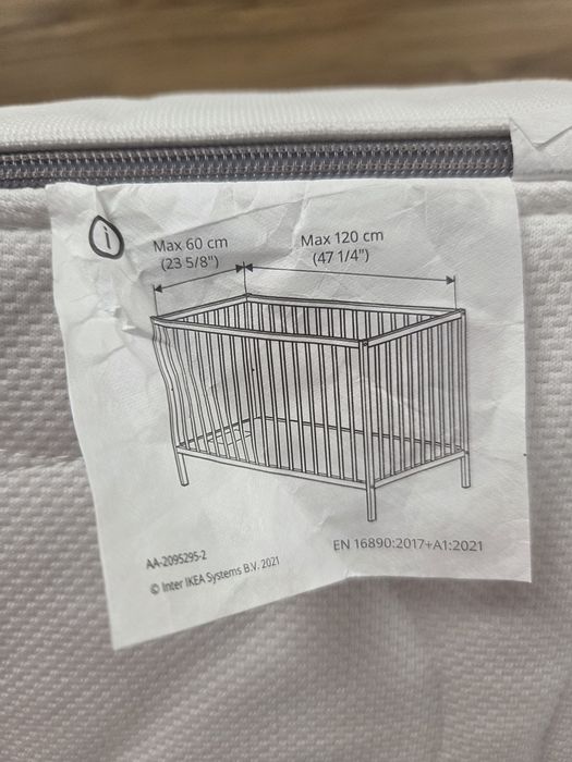 Saltea pentru pătuț copii IKEA 60x120 + protecție impermeabila + cearșaf roz
