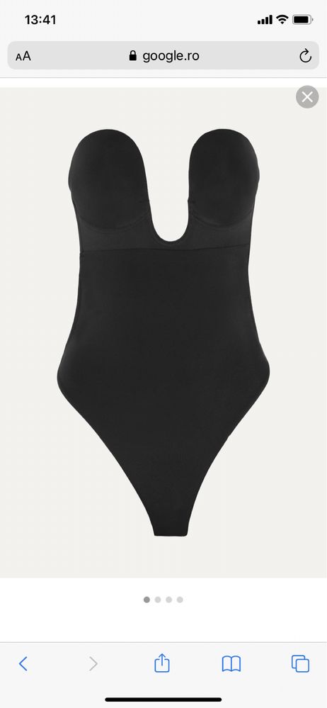 U-Plunge self-adhesive backless thong bodysuit