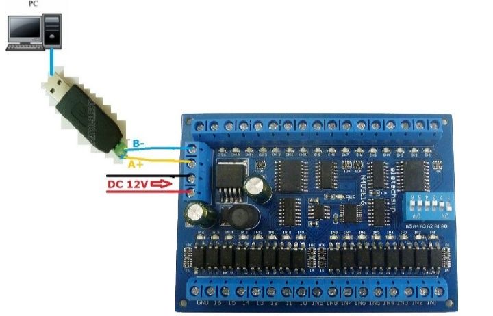 Modbus RTU 16 DI 16DO. RS485 DI DO.