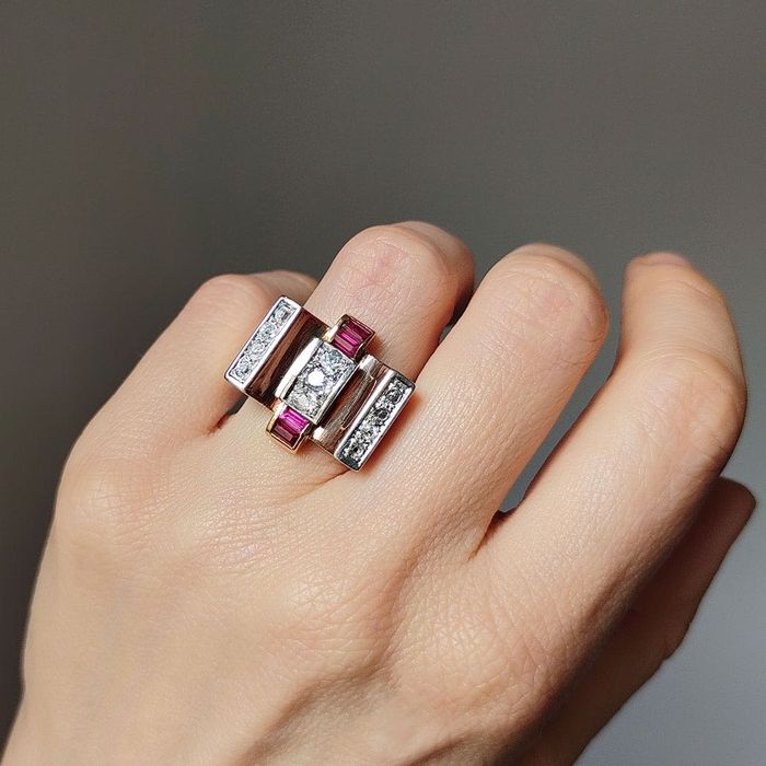 inel tank, unisex, aur 18k, diamante, certif.