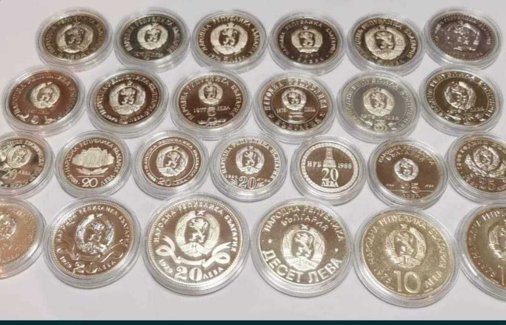 колекция български сребърни юбилейни монети БНБ