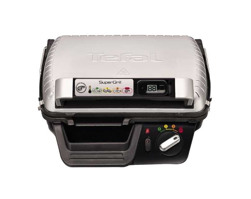 Sigilat Gratar electric cu timer Tefal Super Grill GC451B12 InoxNegru