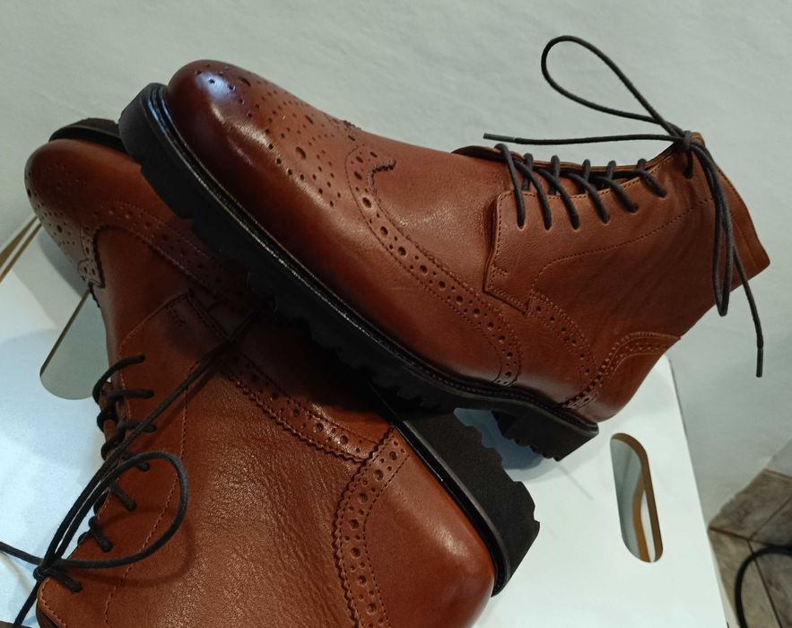 Ghete lace up brogue 45 de lux BOCAGE NOI piele naturala moale