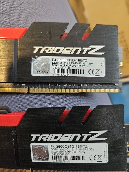 намалена цена. 2x8Gb Gskill TridentZ Ram. Като нови ddr4-3600