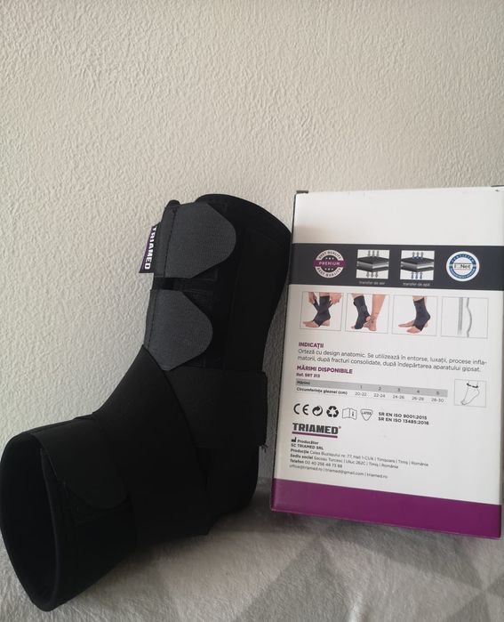 Orteza de glezna mobila cu atele metalice cu design anatomic