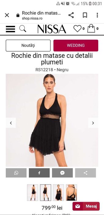 Rochie Nissa, neagra, din matase naturala