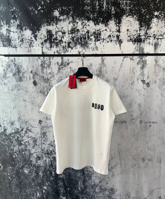 Tricou Hugo alb/negru - calitate PREMIUM