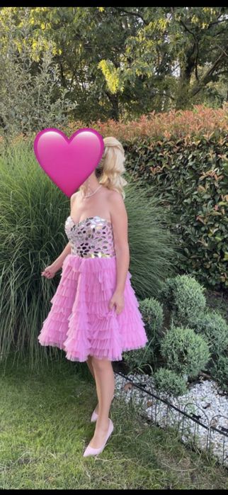 Rochie roz cu bucati de oglinda