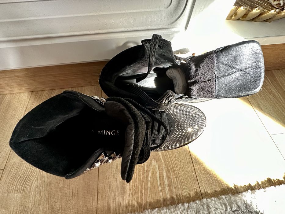 Bocanci Eva Minge, piele intoarsa, zirconiu - 37