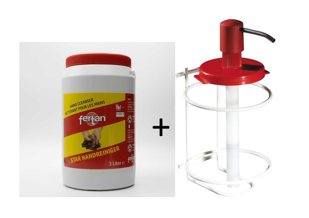 Pasta naturala de curatat maini + dozator suport perete Fertan Star 3l