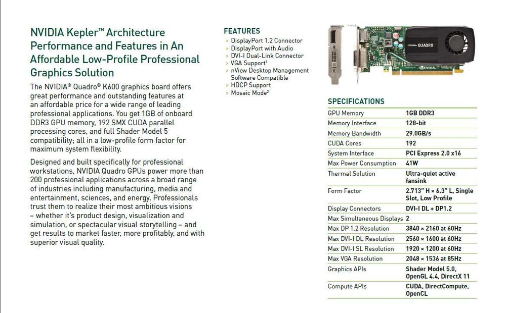 Видеокарта Nvidia Quadro K600