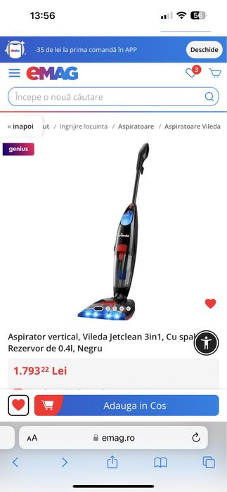 Vileda Jet Clean 3în1: mop și aspirator electric Model:0677-01 Nou