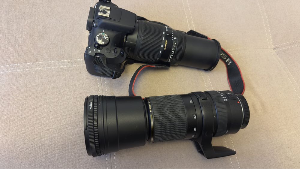 Canon 2000D cu obiectiv Tamron 200-500 si SIGMA 70-300 pret 1500 lei FIX