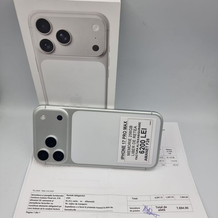 Amanet F28: Telefon Iphone 17 Pro Max  256GB Garantie Asigurare Altex