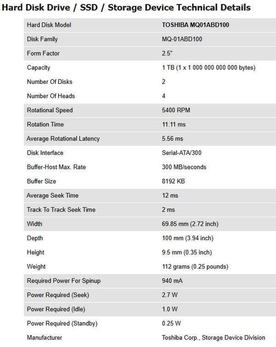 Toshiba 1 TB SATA3 (model MQ01ABD100V) pentru laptop - NOU!