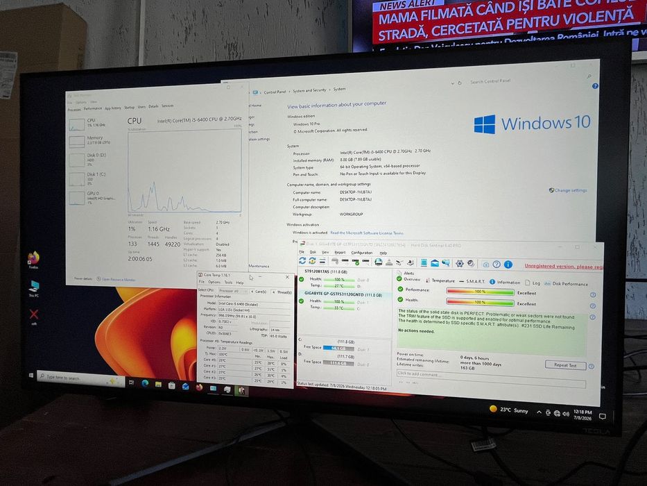 Unitate pc office contabilitate media browsing  i5 gen 6 8gb ddr4 Hp