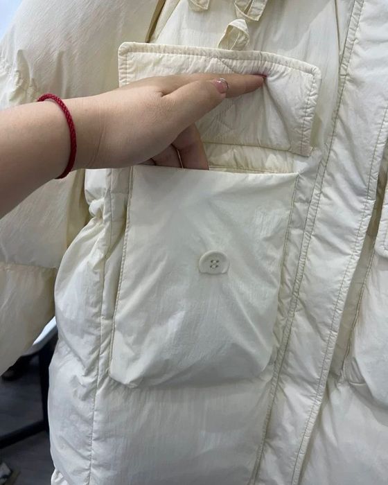 Тёплая женская зимняя пуховик-парка, цвет молочный