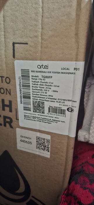 Artel 8 kilolik yarim avtomat kir moshina