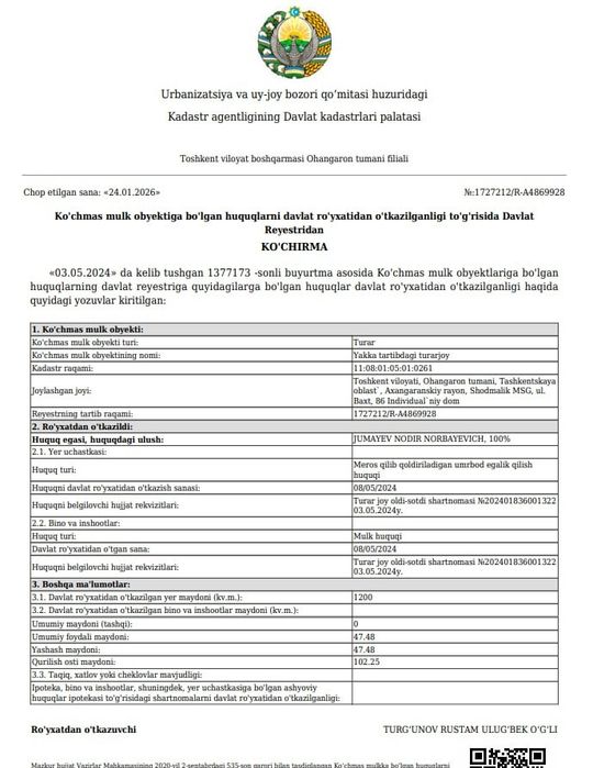 Uy sotiladi 3 xonali