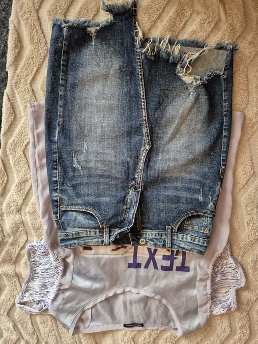 Лот дънкова пола с блузка