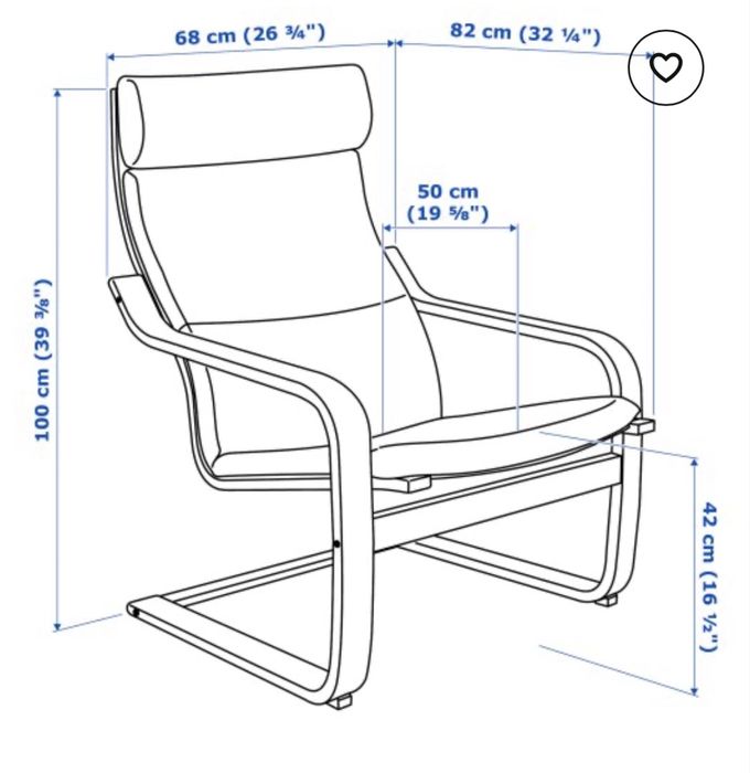Фотьойл IKEA ПОАНГ/POÄNG - черна рамка