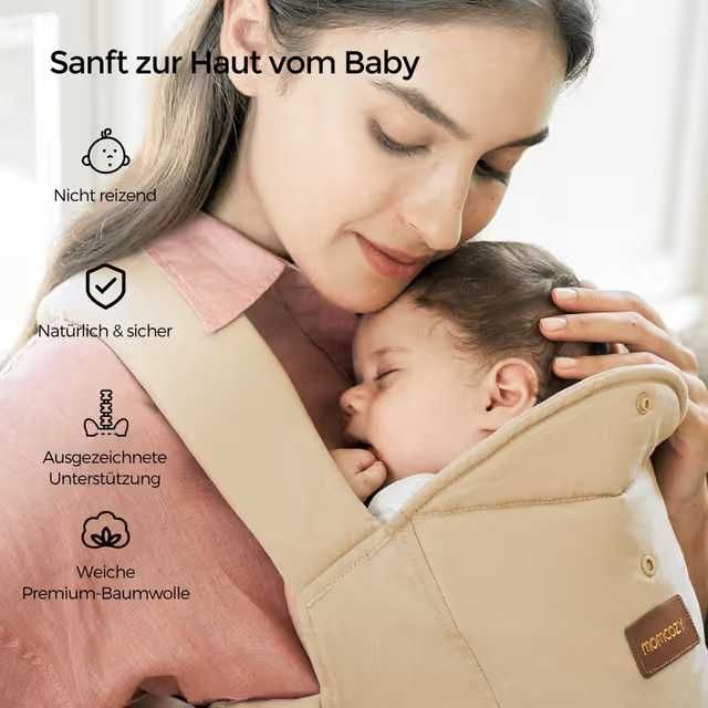 Marsupiu Bebelusi Momcozy Ergonomic cu Suport pentru Gat,3-11 Kg, Negru