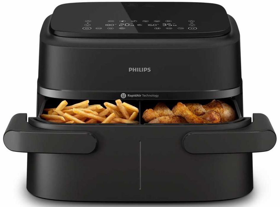 Philips Еър Фрайър с Двойна Подвижна Кошница 7.1лт Черен NA154/00