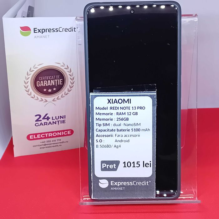 Xiaomi Redmi Note 13 Pro 12/256GB ( AG4 Dacia B.50680 ) Garantie 2 ani